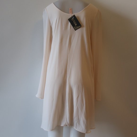 NWT WOMENS FIRST LOOK CREAM LONG SLEEVE DRESS SZ L* - Picture 5 of 7